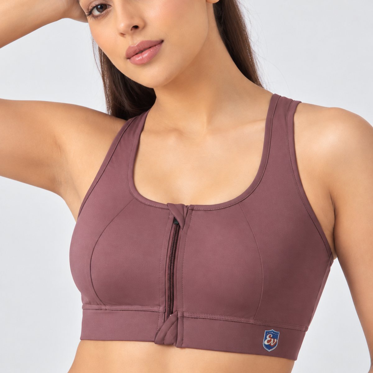 Elen Vosky Front Zip Sports Bra for Women | High Support Wirefree Activewear Bra | Running, Gym, Yoga & Fitness