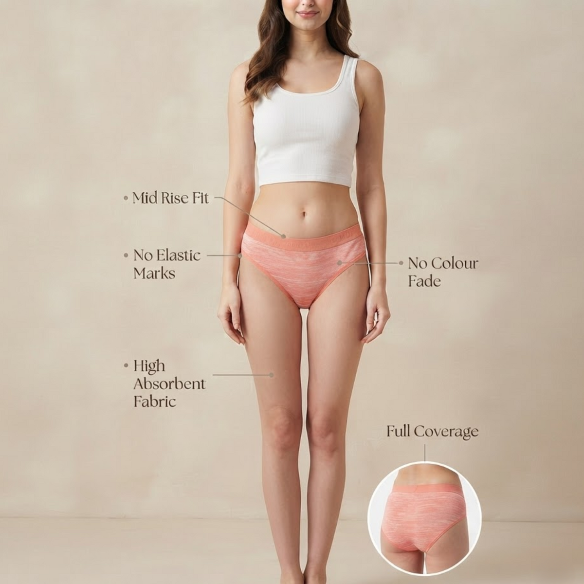 Elen Vosky Soft Cotton  Panties for Women (Pack of 2) | Mid Rise Full Coverage Hipster Panties | Soft Stretch Waistband | Anti Odor Comfortable Everyday Wear