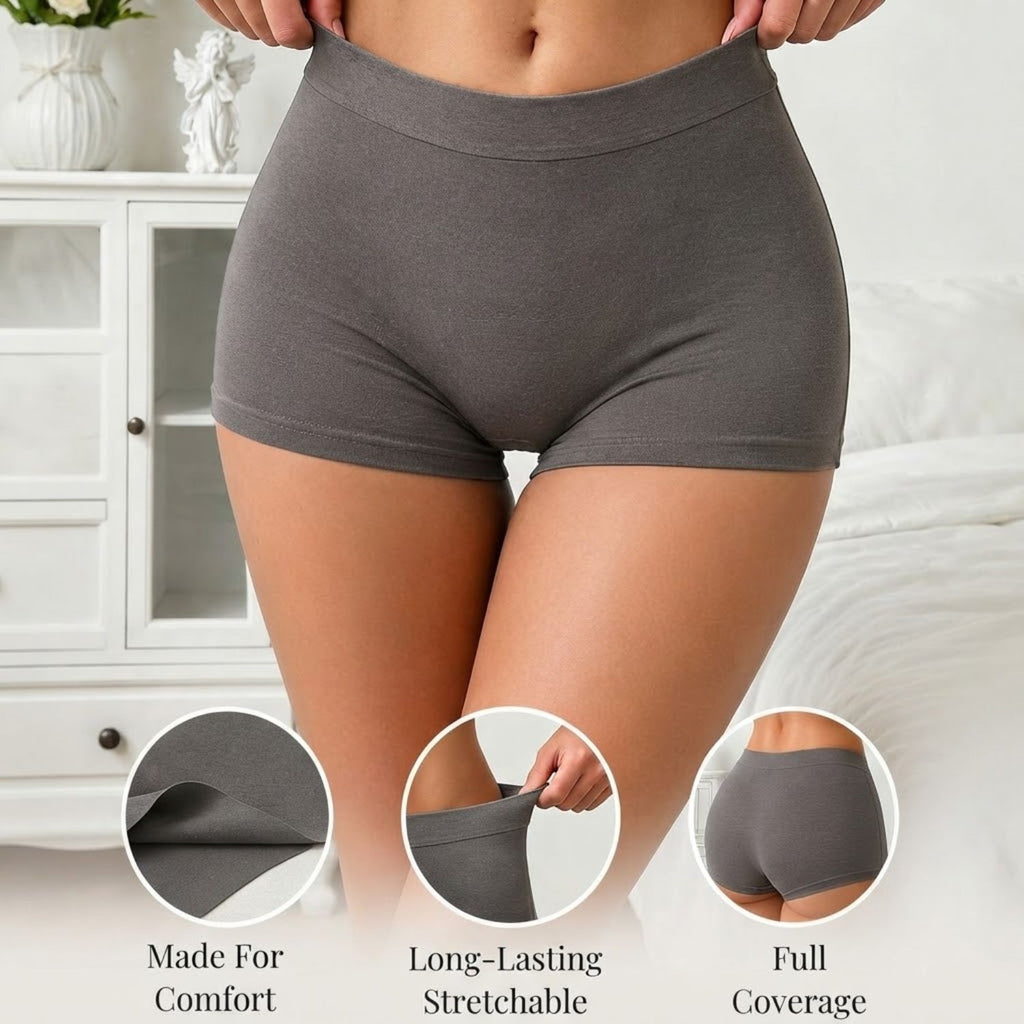 Premium Mid Waist Seamless Shorts for Girls and Women Spandex Boy Shorts Panties (Pack of 3)(2011-BK-BR-GY)