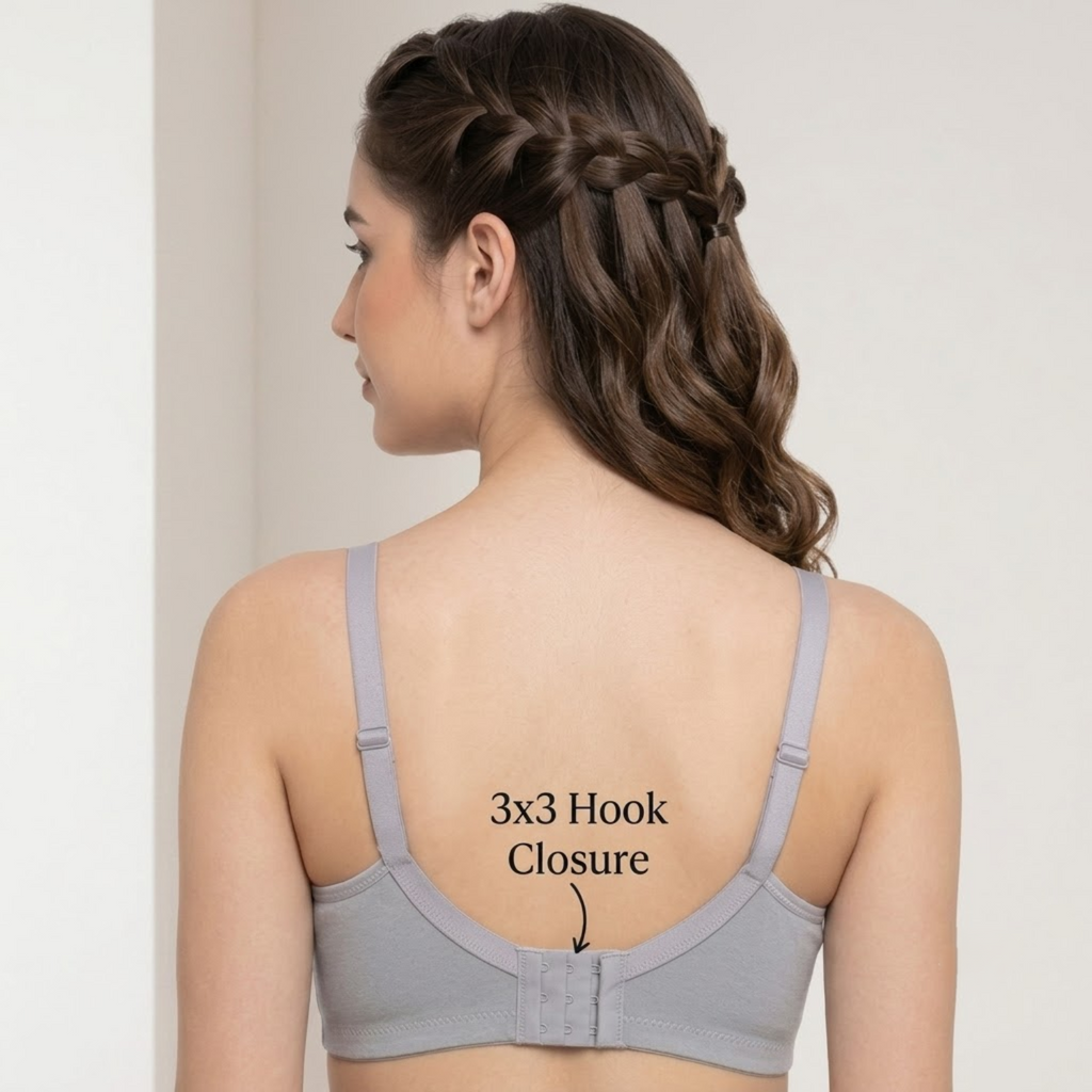 Elen Vosky Premium Women Bra Combo (Pack of 3) | Seamless Non-Padded Bra with Center Bow Design | 3-Hook Closure | Soft Fine Cotton Fabric | All-Day Comfort