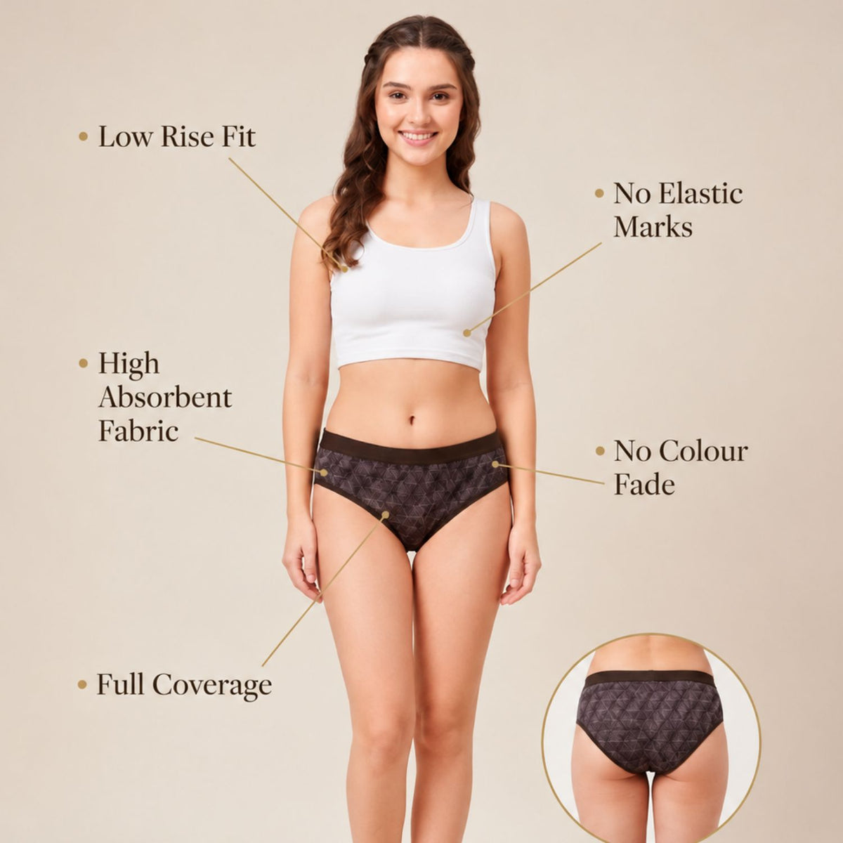 Women's Cotton Blend Low Rise Seamed panty set for women | Underwear for Women combo