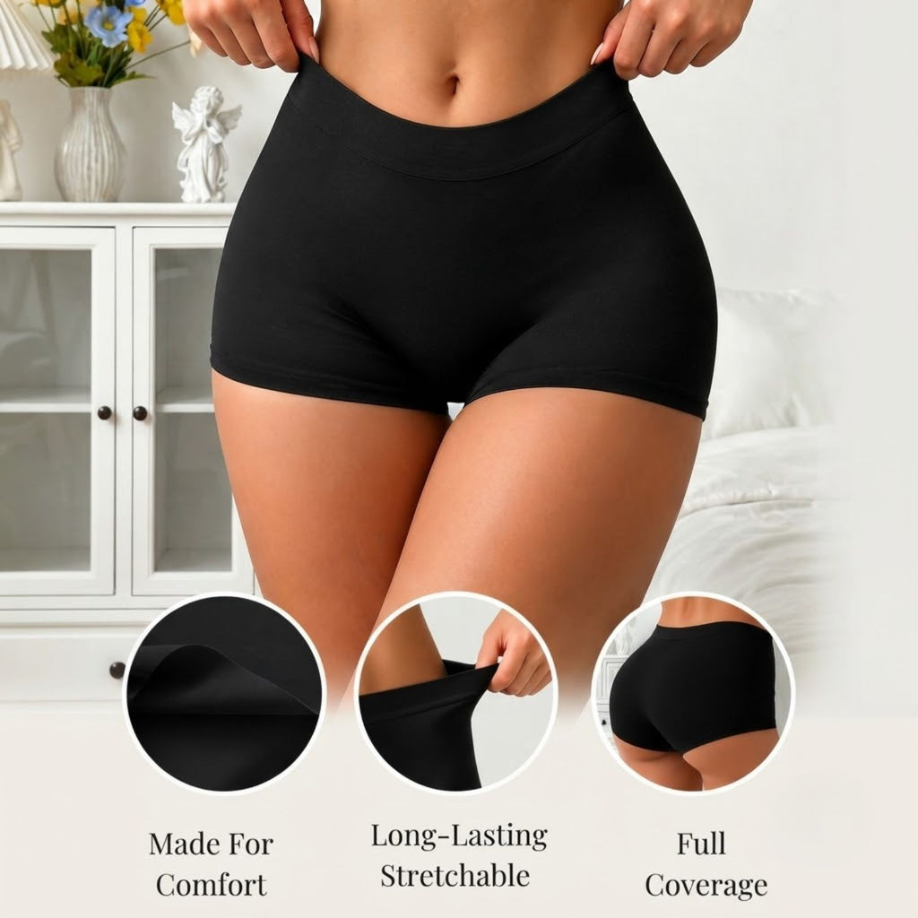 Premium Mid Waist Seamless Shorts for Girls and Women Spandex Boy Shorts Panties (Pack of 2)(2011-BK-GY)