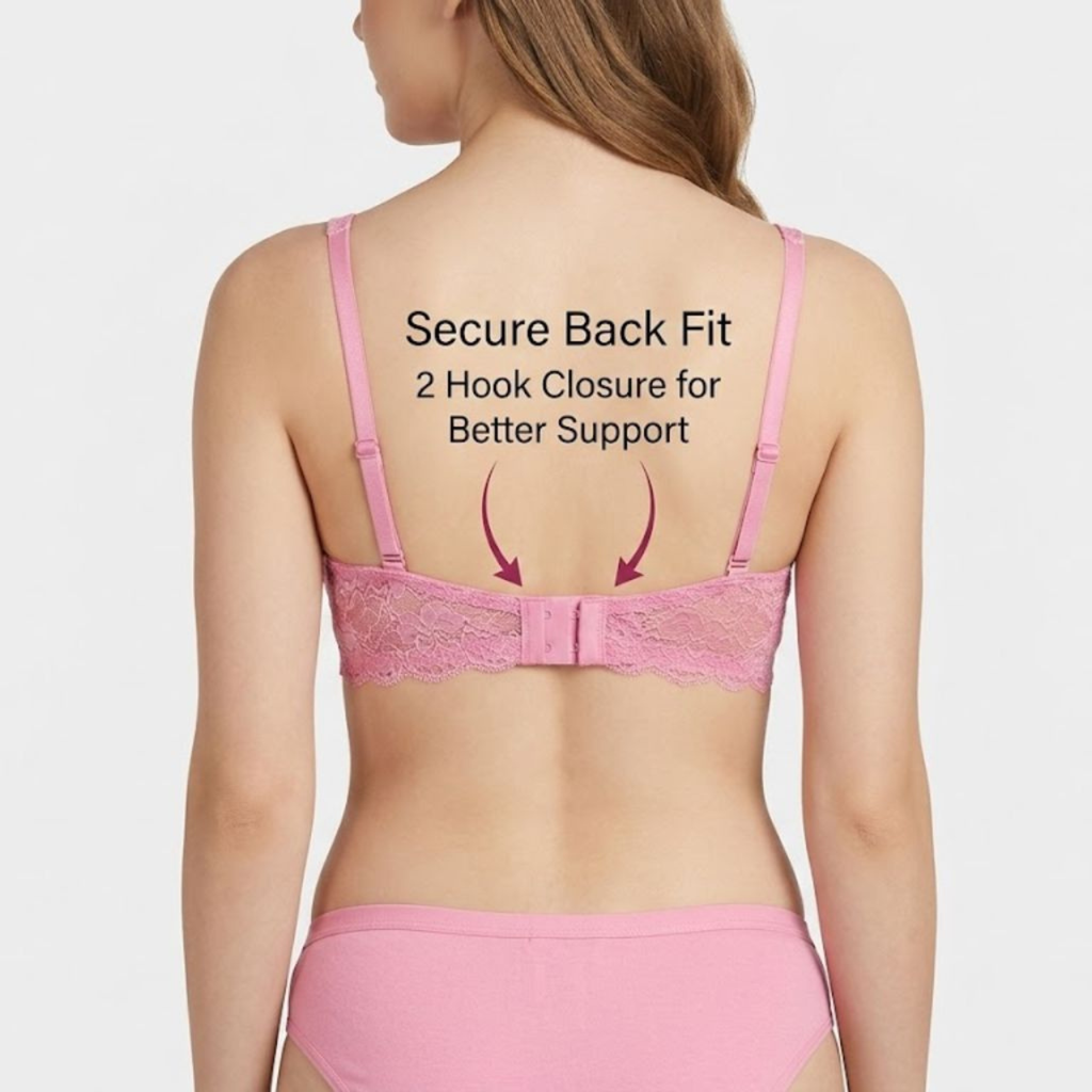 Elen Vosky Women’s Lingerie Set | Panty Set with Strappy Detailing | Breathable Cotton Lycra Fabric | Seamless Padded Bra with Lace Bottom Band
