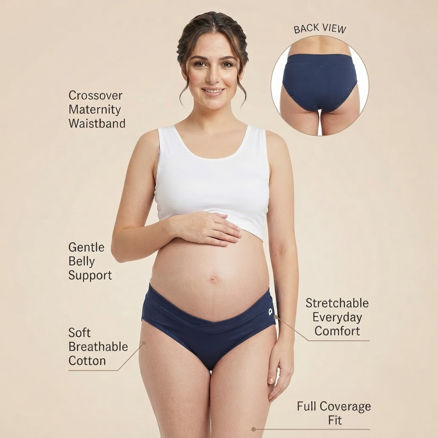 Elen Vosky Maternity Panties for Women (Pack of 2) | Soft Modal Pregnancy Panty | Full Coverage | Stretch Fit | Pregnancy Comfort