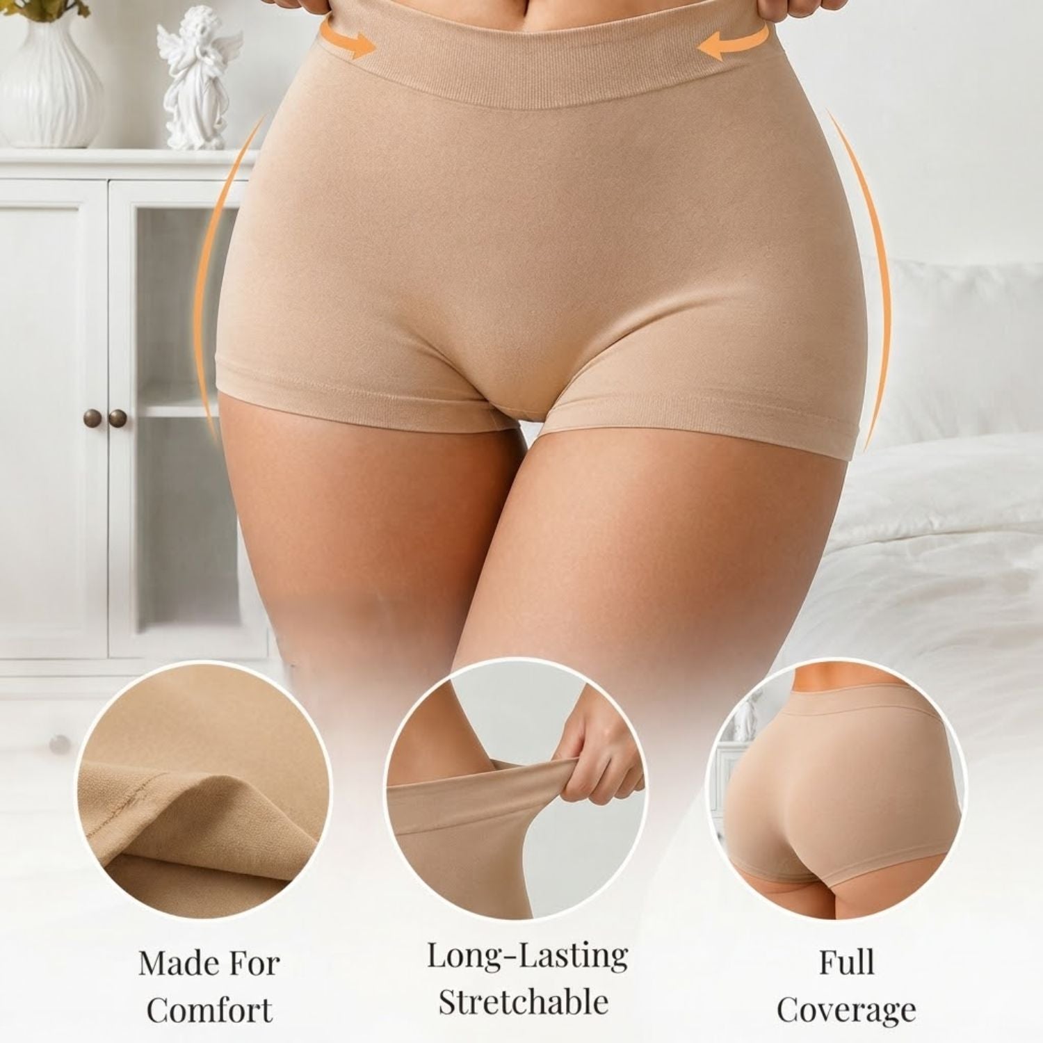 Premium Mid Waist Seamless Shorts for Girls and Women Spandex Boy Shorts Panties (Pack of 3)(2011-BK-SK-BR)
