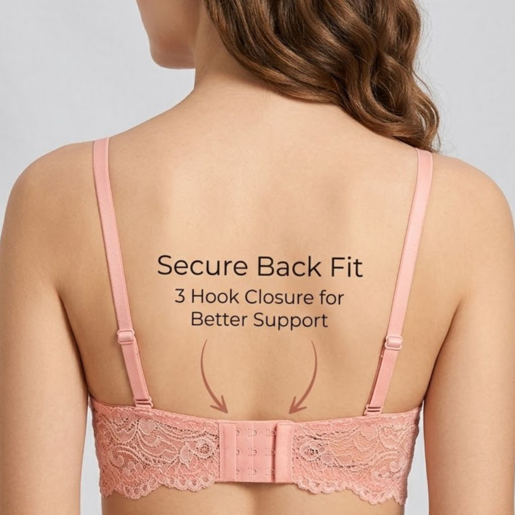 Elen Vosky Lace Design Bra for Women | Seamless Padded Bra with Lace Bottom Band | Adjustable strap bra | Comfortable Everyday Wear | Breathable Cotton Lycra Fabric