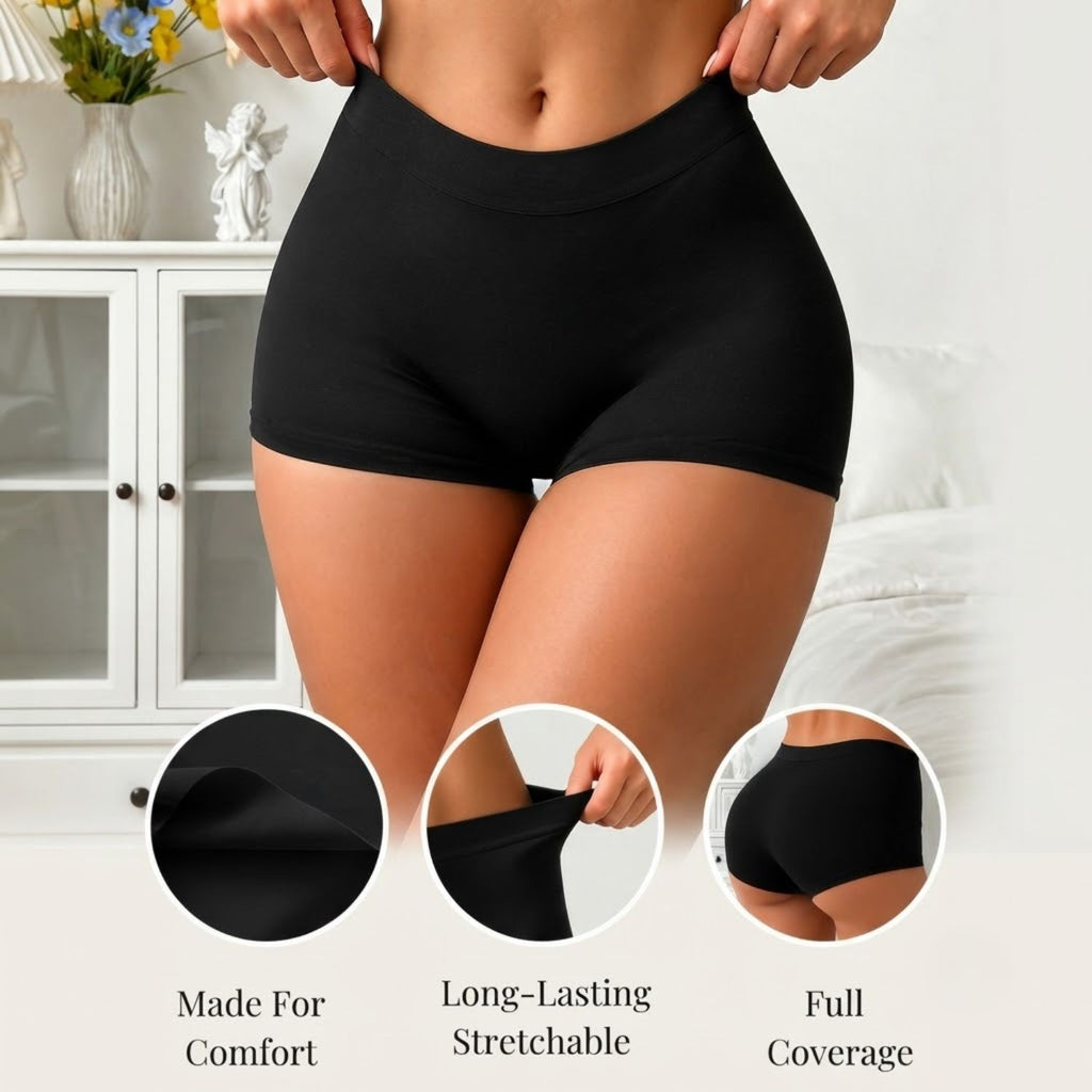 Premium Mid Waist Seamless Shorts for Girls and Women Spandex Boy Shorts Panties (Pack of 3)(2011-BK-SK-GY)