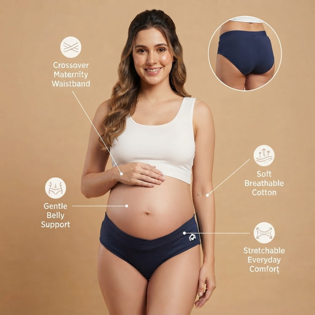 Elen Vosky Maternity Panties for Women (Pack of 2) | Soft Modal Pregnancy Panty | Full Coverage | Stretch Fit | Pregnancy Comfort