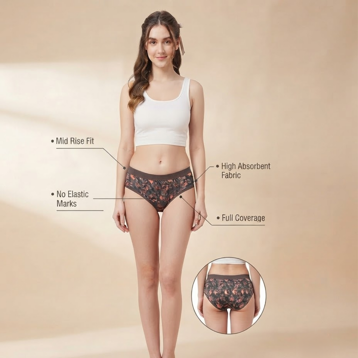 Elen Vosky Soft Cotton  Panties for Women (Pack of 2) | Mid Rise Full Coverage Hipster Panties | Soft Stretch Waistband | Anti Odor Comfortable Everyday Wear