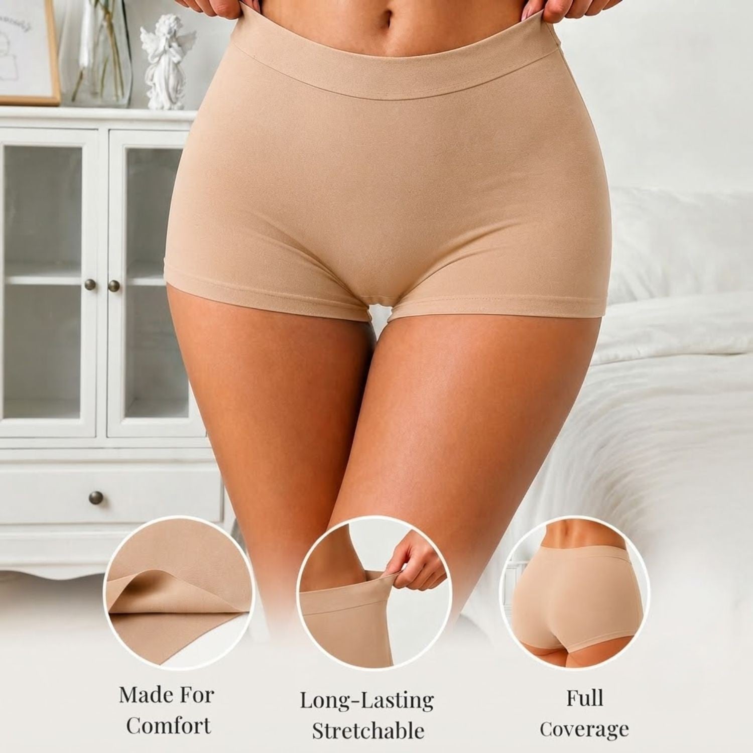 Premium Mid Waist Seamless Shorts for Girls and Women Spandex Boy Shorts Panties (Pack of 2)(2011-SK-GY)