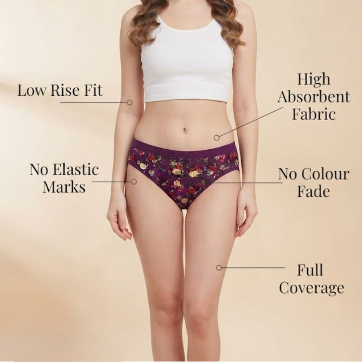 Women's Cotton Blend Low Rise Seamed panty set for women | Underwear for Women combo