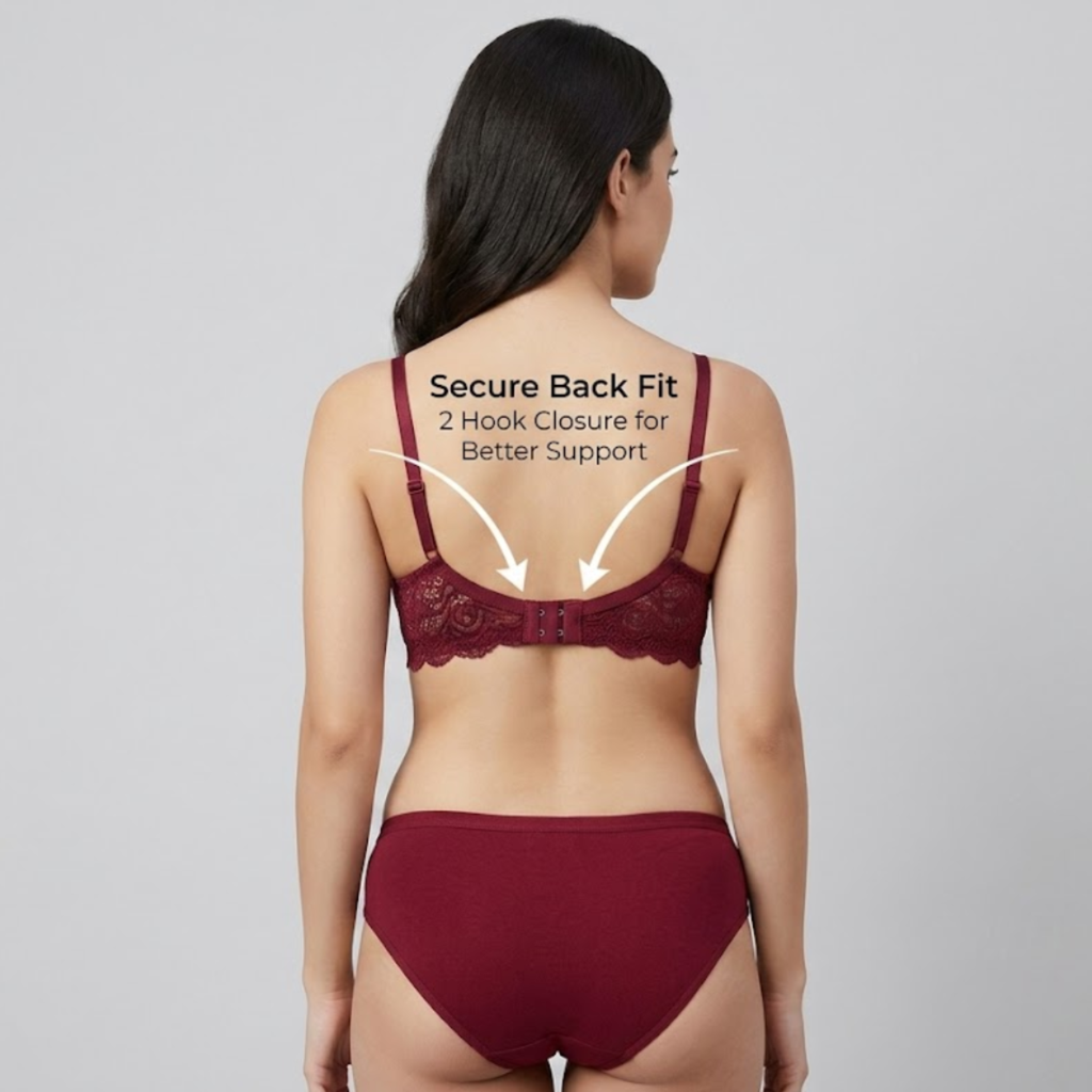 Elen Vosky Women’s Lingerie Set(Pack of 2) | Bra Panty Set with Strappy Detailing |Breathable Cotton Lycra Fabric | Seamless Padded Bra with Lace Bottom Band