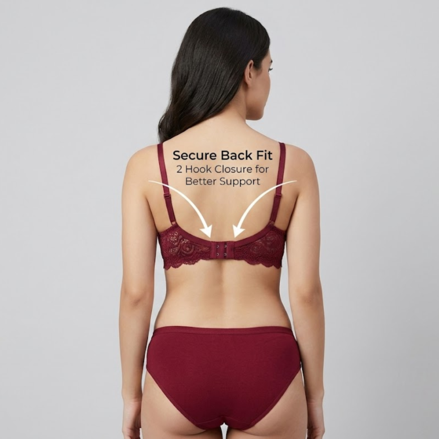 Elen Vosky Women’s Lingerie Set(Pack of 2) | Bra Panty Set with Strappy Detailing |Breathable Cotton Lycra Fabric | Seamless Padded Bra with Lace Bottom Band