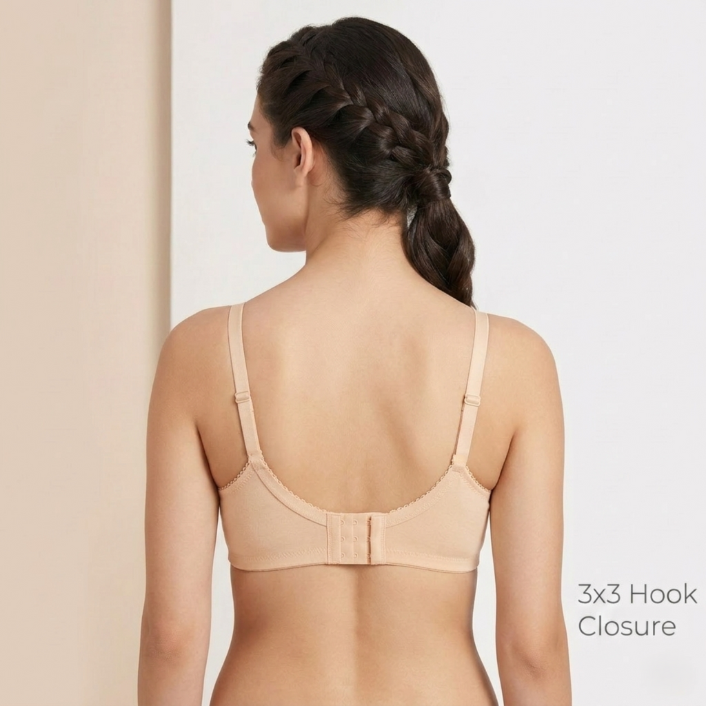 Elen Vosky Non Padded Bra for Women | Wirefree Seamless Bra with Adjustable Straps | Soft Support Breathable Cotton Lycra Bra for Everyday Wear
