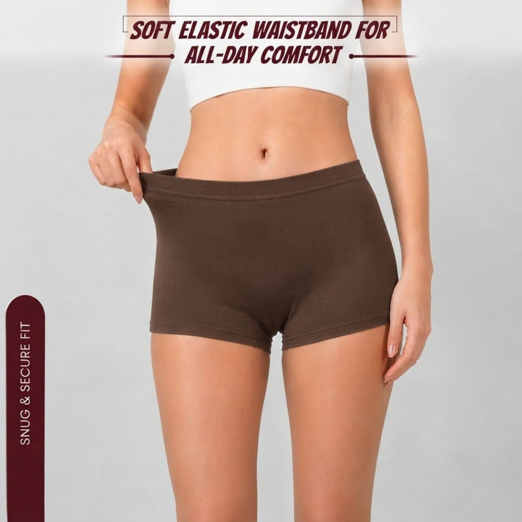 Premium Mid Waist Seamless Shorts for Girls and Women Spandex Boy Shorts Panties (Pack of 3)(2011-BK-BR-GY)