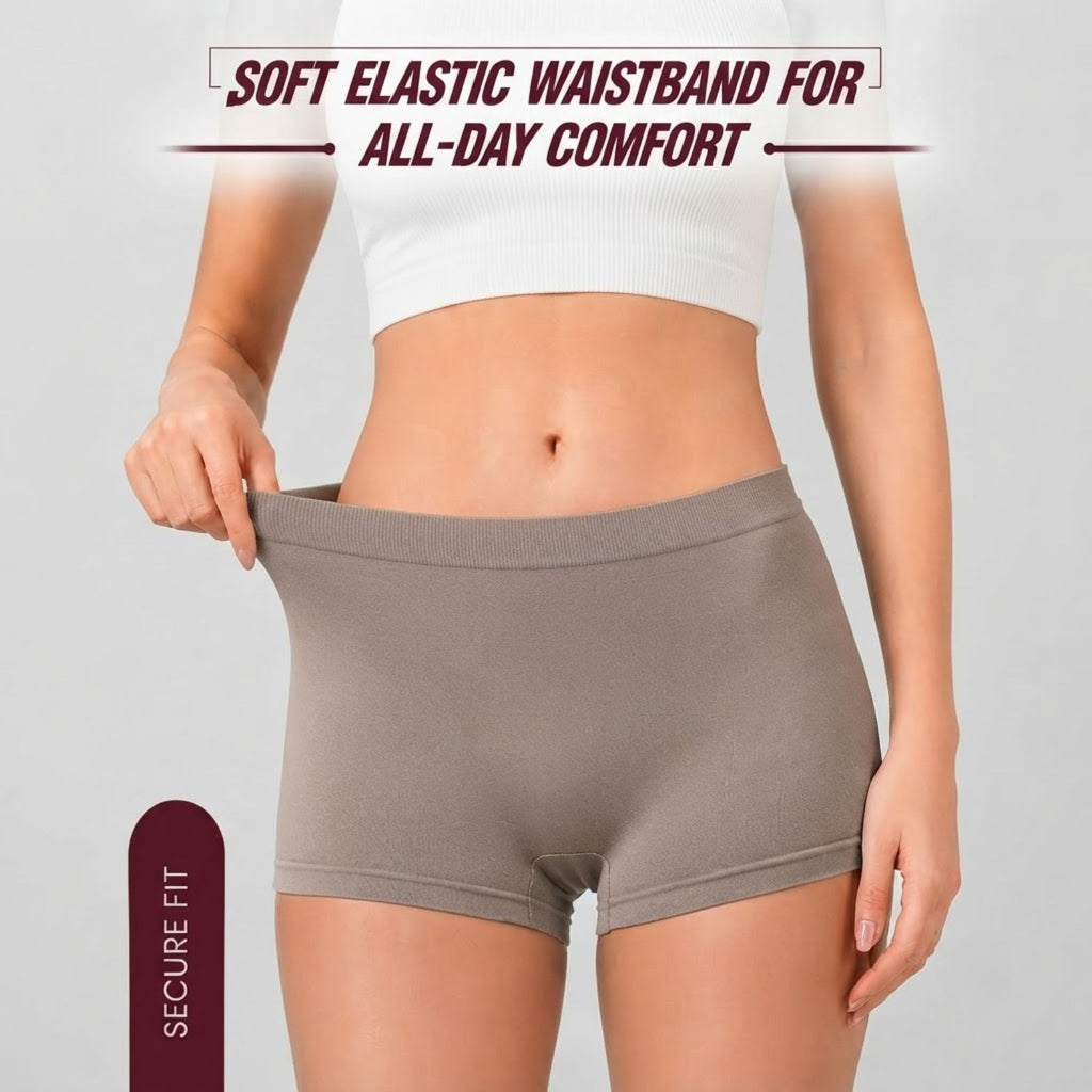 Premium Mid Waist Seamless Shorts for Girls and Women Spandex Boy Shorts Panties (Pack of 2)(2011-BK-GY)