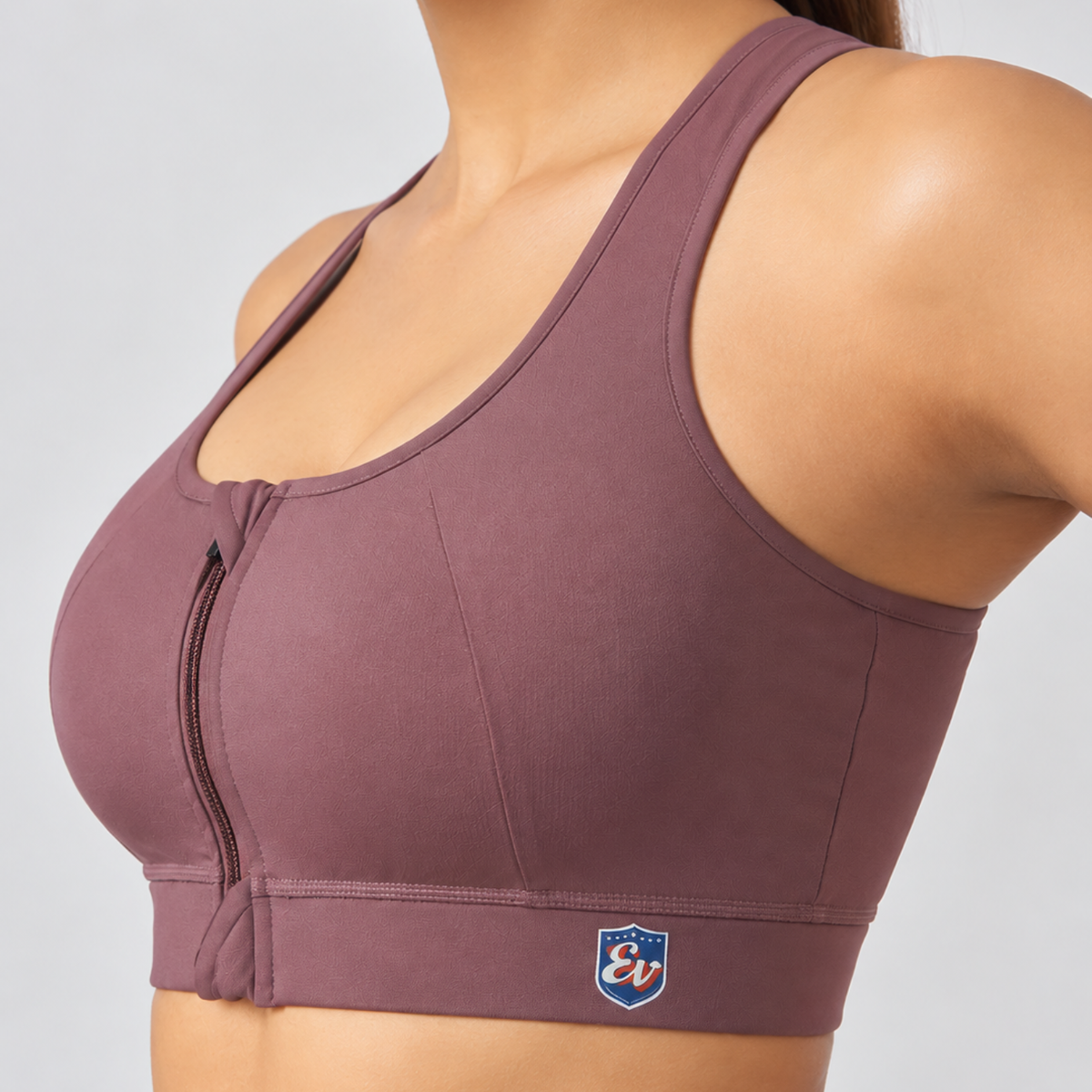 Elen Vosky Front Zip Sports Bra for Women | High Support Wirefree Activewear Bra | Running, Gym, Yoga & Fitness