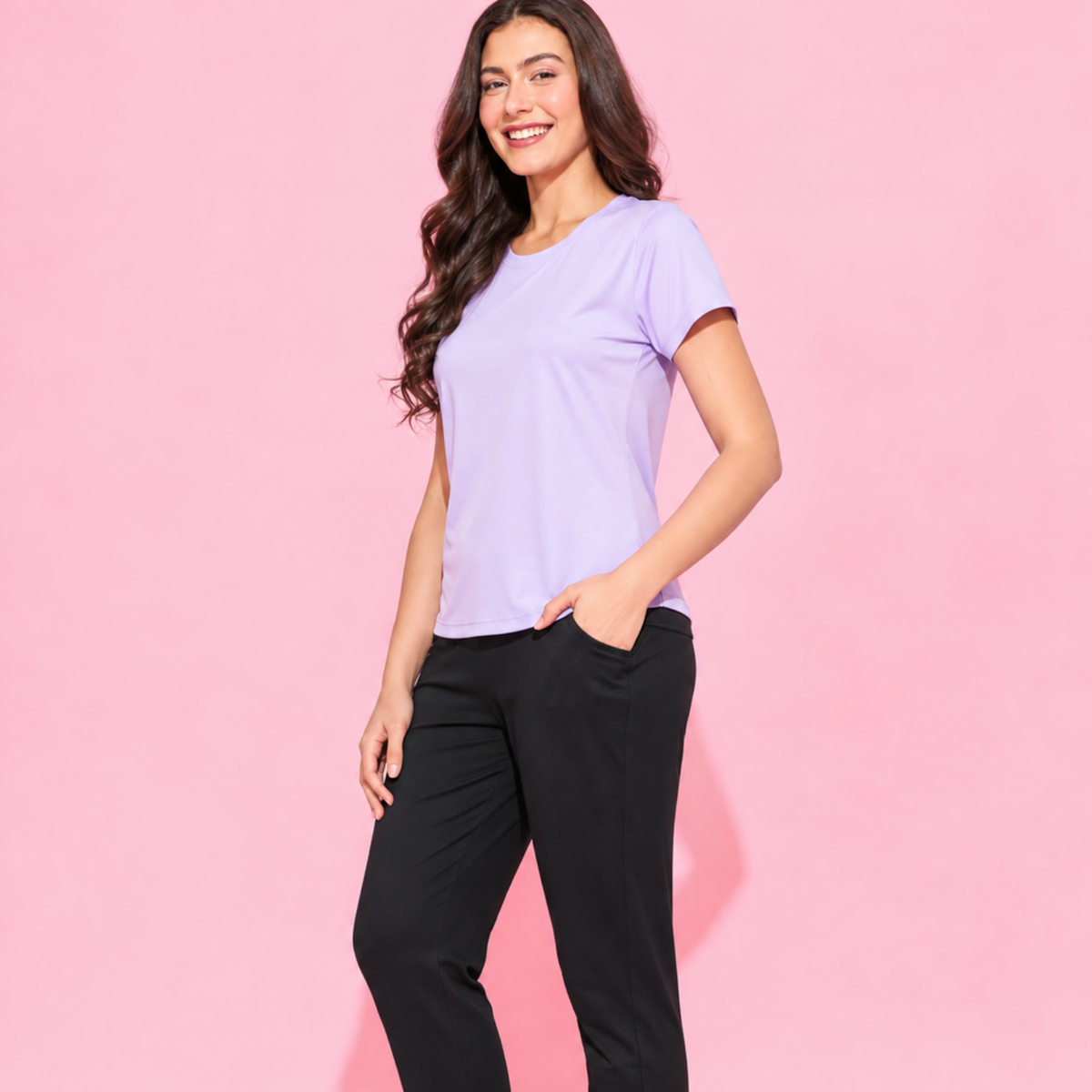 Women Gym Wear Set | Round Neck Half Sleeve T-Shirt & Leggings Combo | Comfortable Yoga, Workout, Running Set for Women