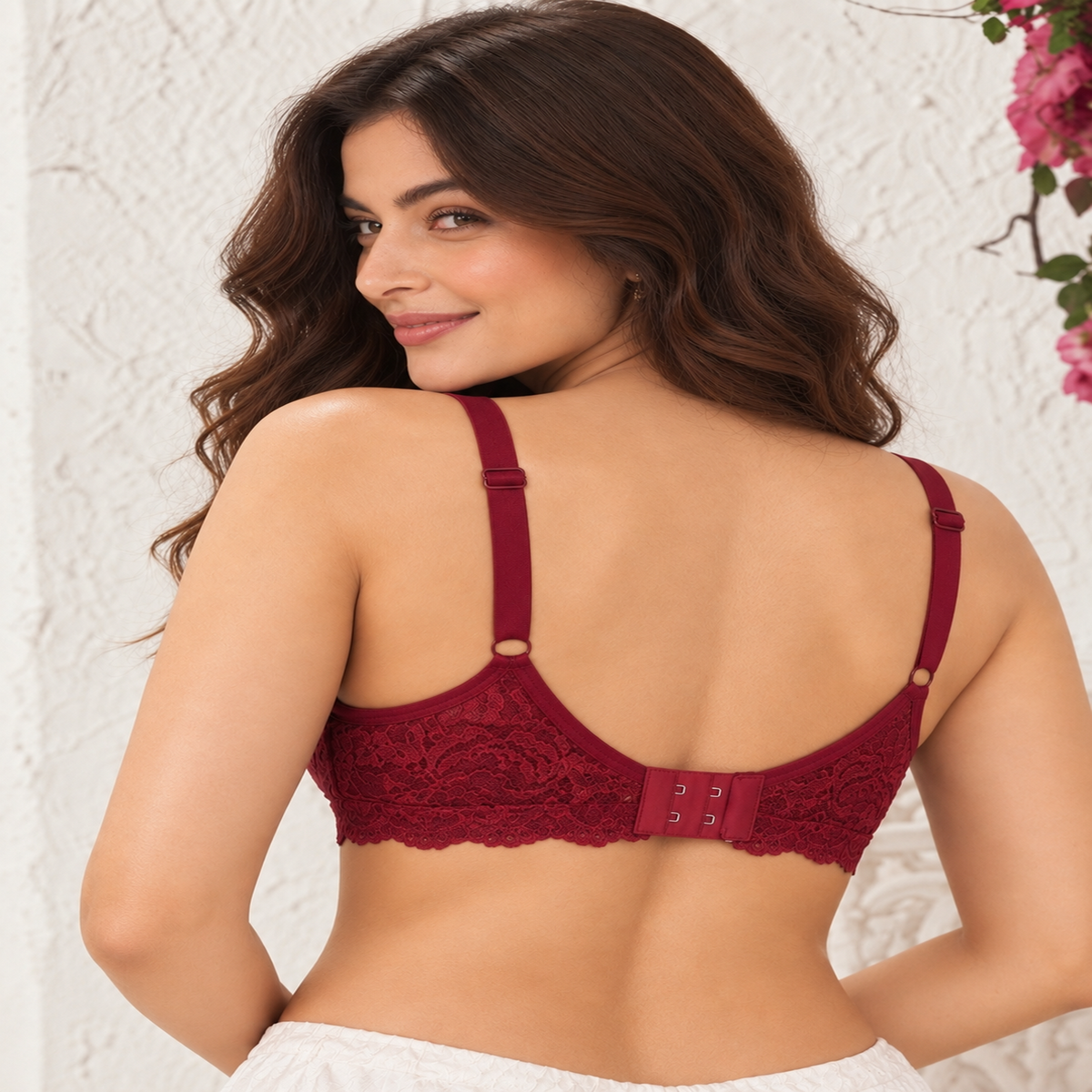 Non-Padded Bra for women | Full Lace & Floral Design | Wire-Free Comfortable Everyday Bra | Adjustable Straps | Lightweight Breathable Lingerie(Pack of 1)