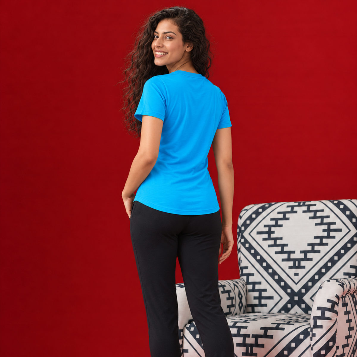 Women Gym Wear Set | Round Neck Half Sleeve T-Shirt & Leggings Combo | Comfortable Yoga, Workout, Running Set for Women