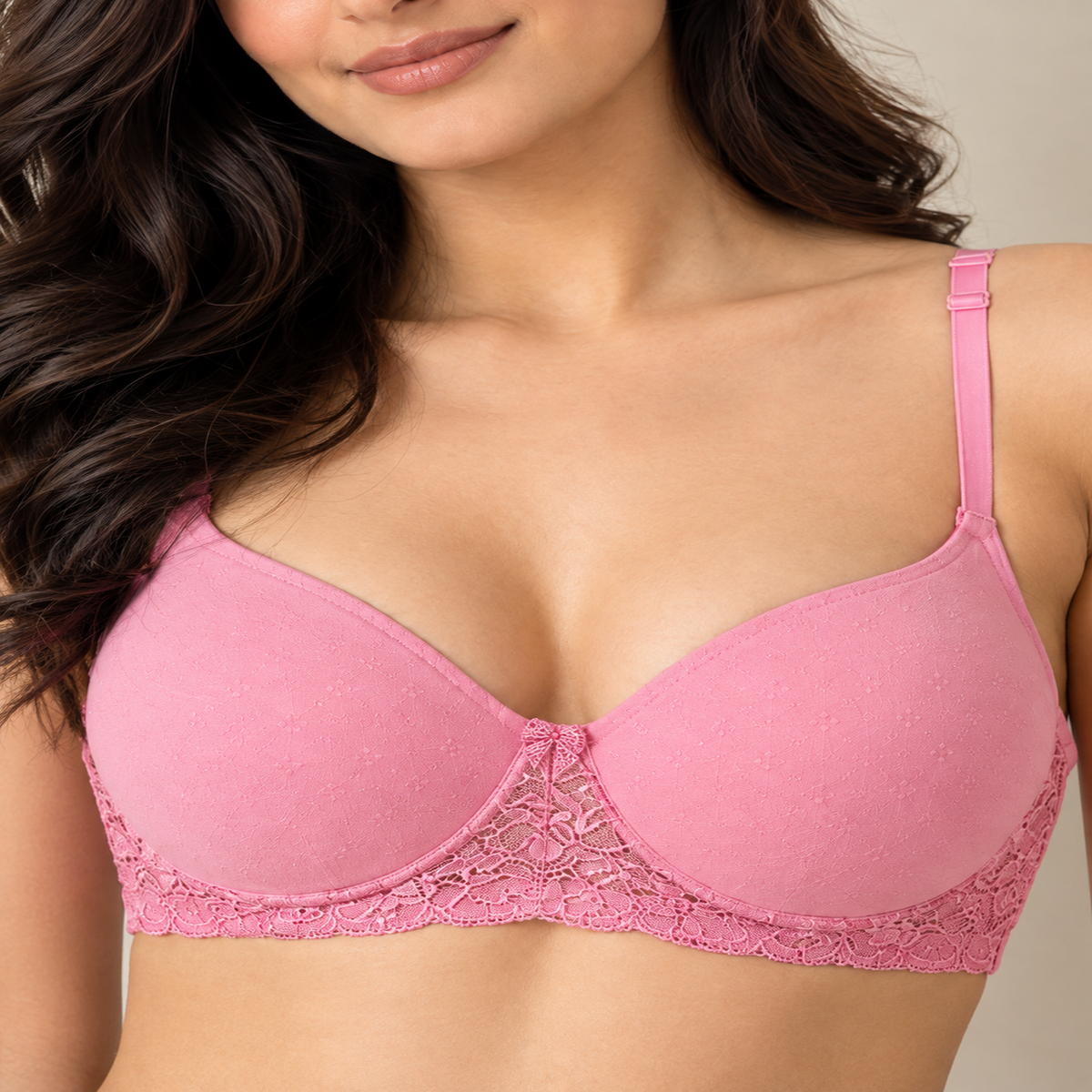 Elen Vosky Women’s Lingerie Set | Panty Set with Strappy Detailing | Breathable Cotton Lycra Fabric | Seamless Padded Bra with Lace Bottom Band