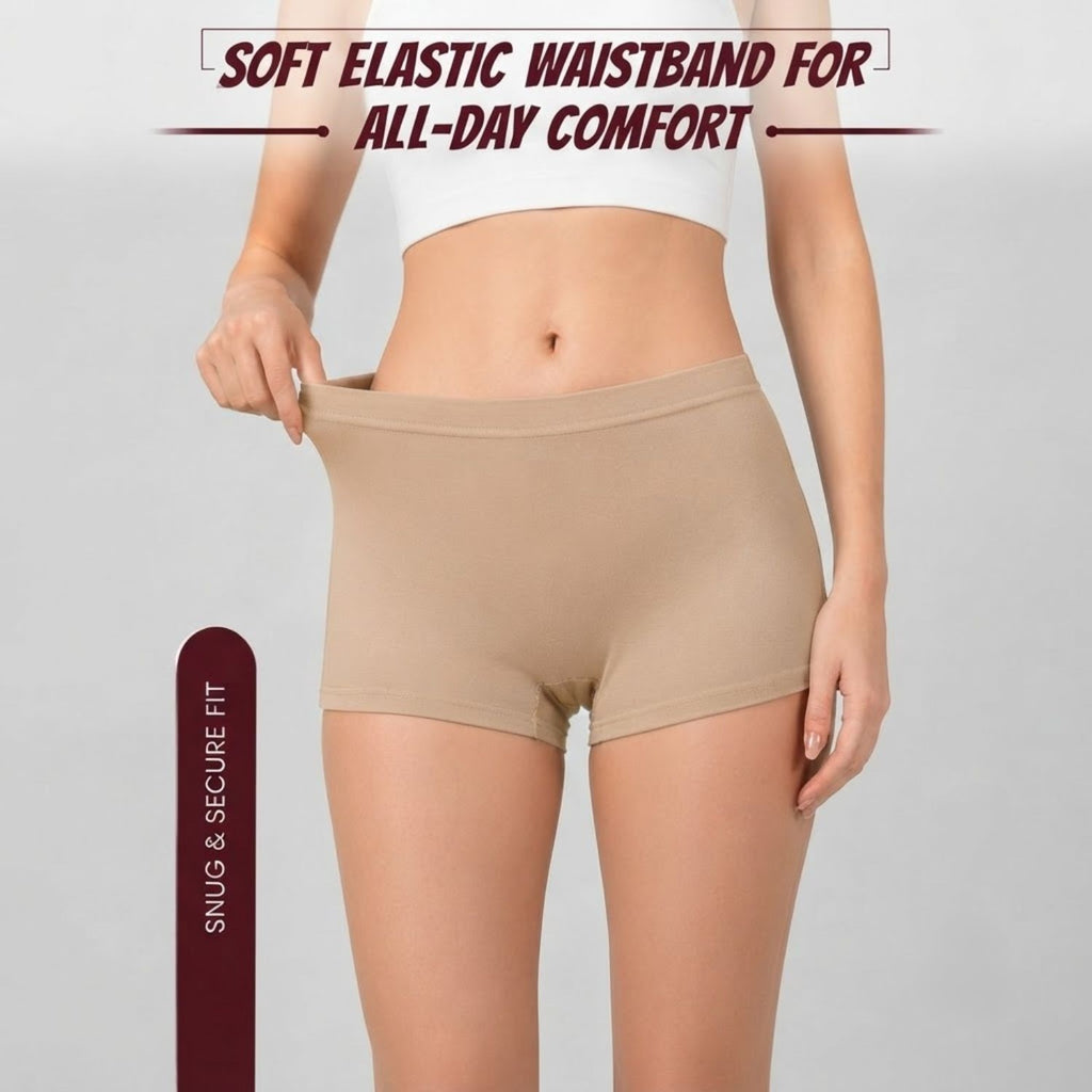 Premium Mid Waist Seamless Shorts for Girls and Women Spandex Boy Shorts Panties (Pack of 2)(2011-SK-GY)