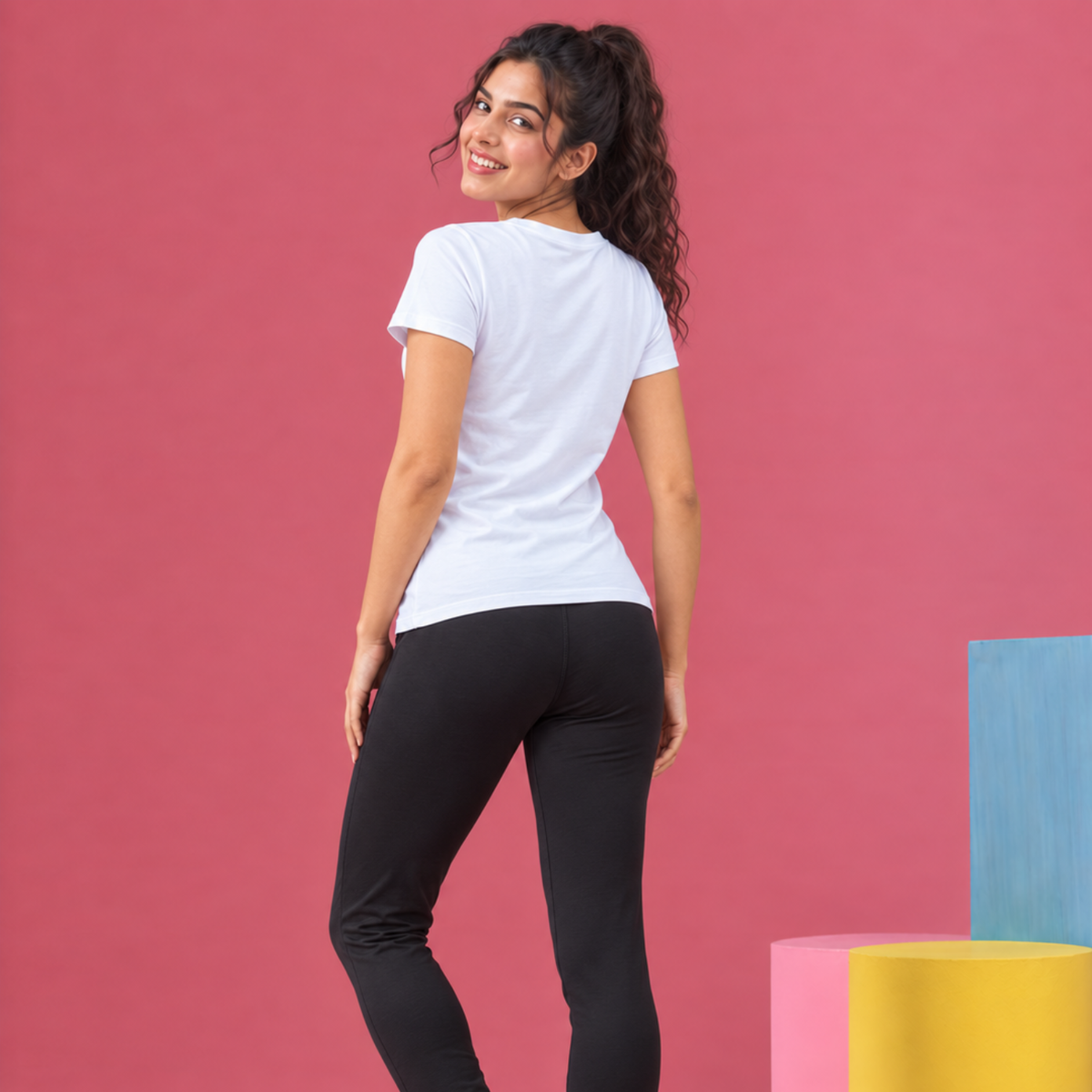 Women Gym Wear Set | Round Neck Half Sleeve T-Shirt & Leggings Combo | Comfortable Yoga, Workout, Running Set for Women