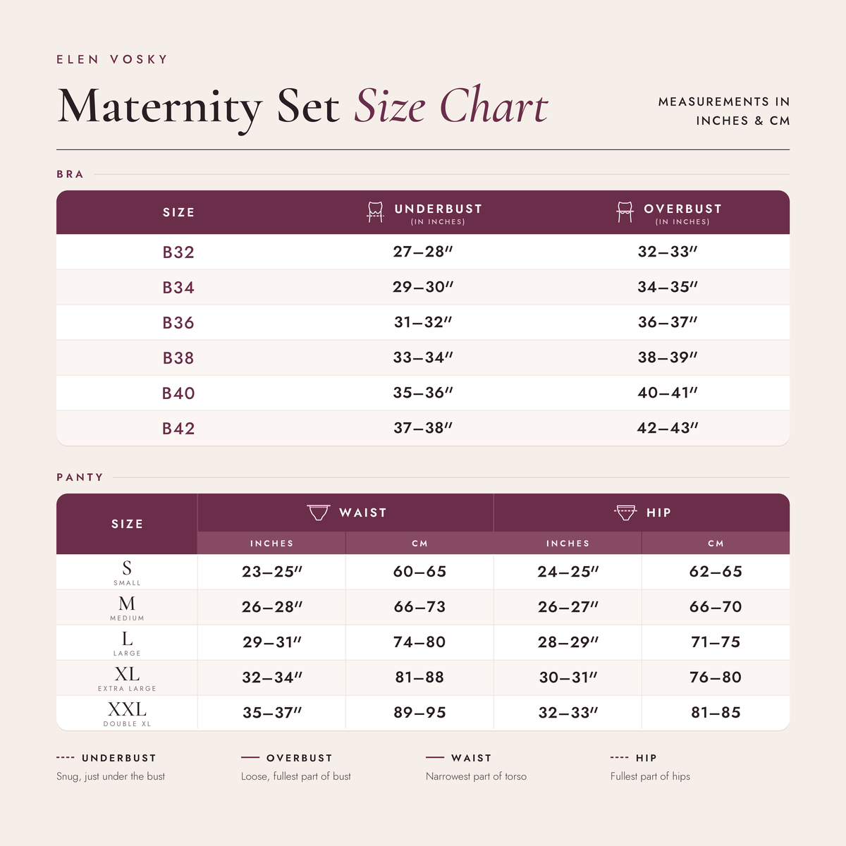 Maternity Nursing Bra panty Set: Full Coverage, Padded, Cotton, Comfortable Fit by Elen Vosky