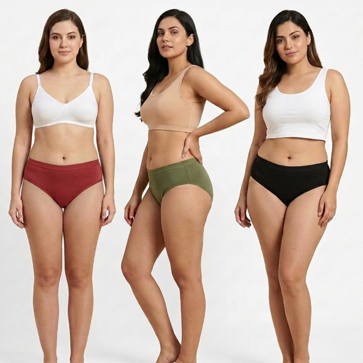 Elen Vosky Women Hipster Panties Pack of 3 | Breathable Cotton Lycra Fabric | Full Coverage Mid Rise Comfort Fit | Stretch Waistband | Anti Odor Everyday Wear